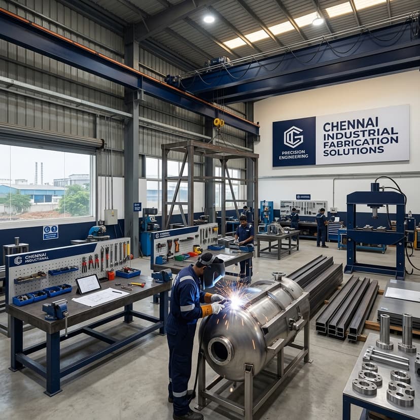 MS Working Table — industrial fabrication by Apex Engineering Chennai