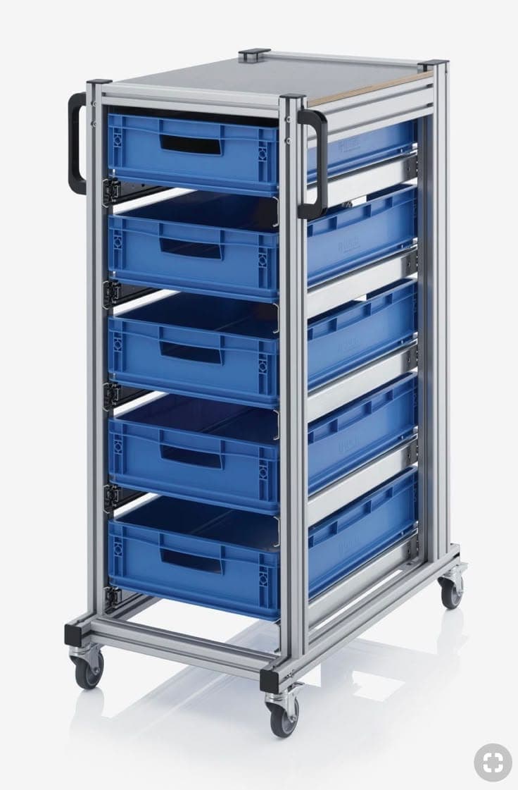 Tray Slider Trolley - industrial fabrication view 1